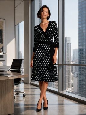 Diane von Furstenberg DVF Rare Taurus Silk Wrap Dress Star Print Black Blue
Sz 6